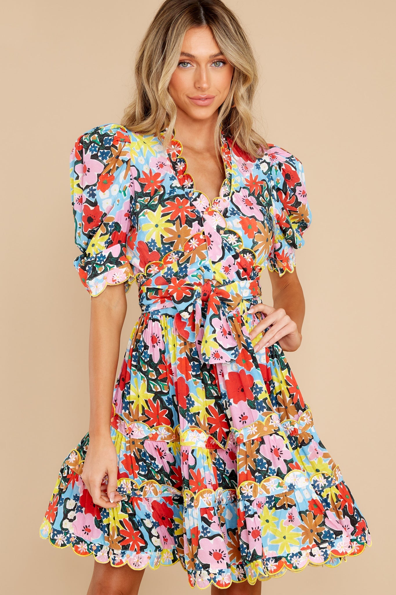 Aila Red Multi Dress