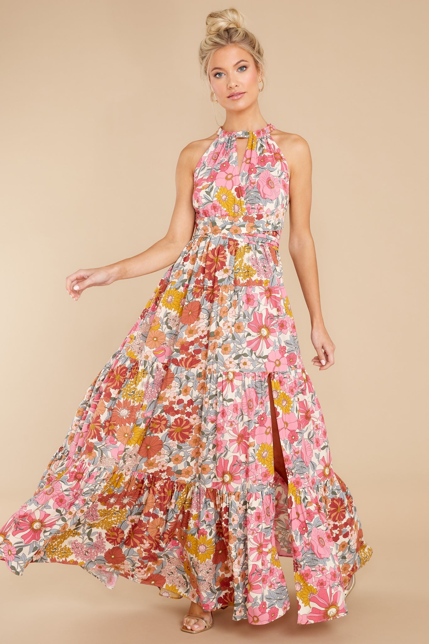 Blossom And Bloom Pink Floral Print Maxi Dress