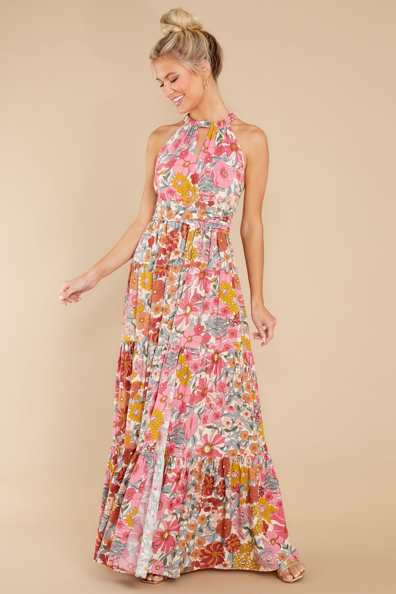 Blossom And Bloom Pink Floral Print Maxi Dress