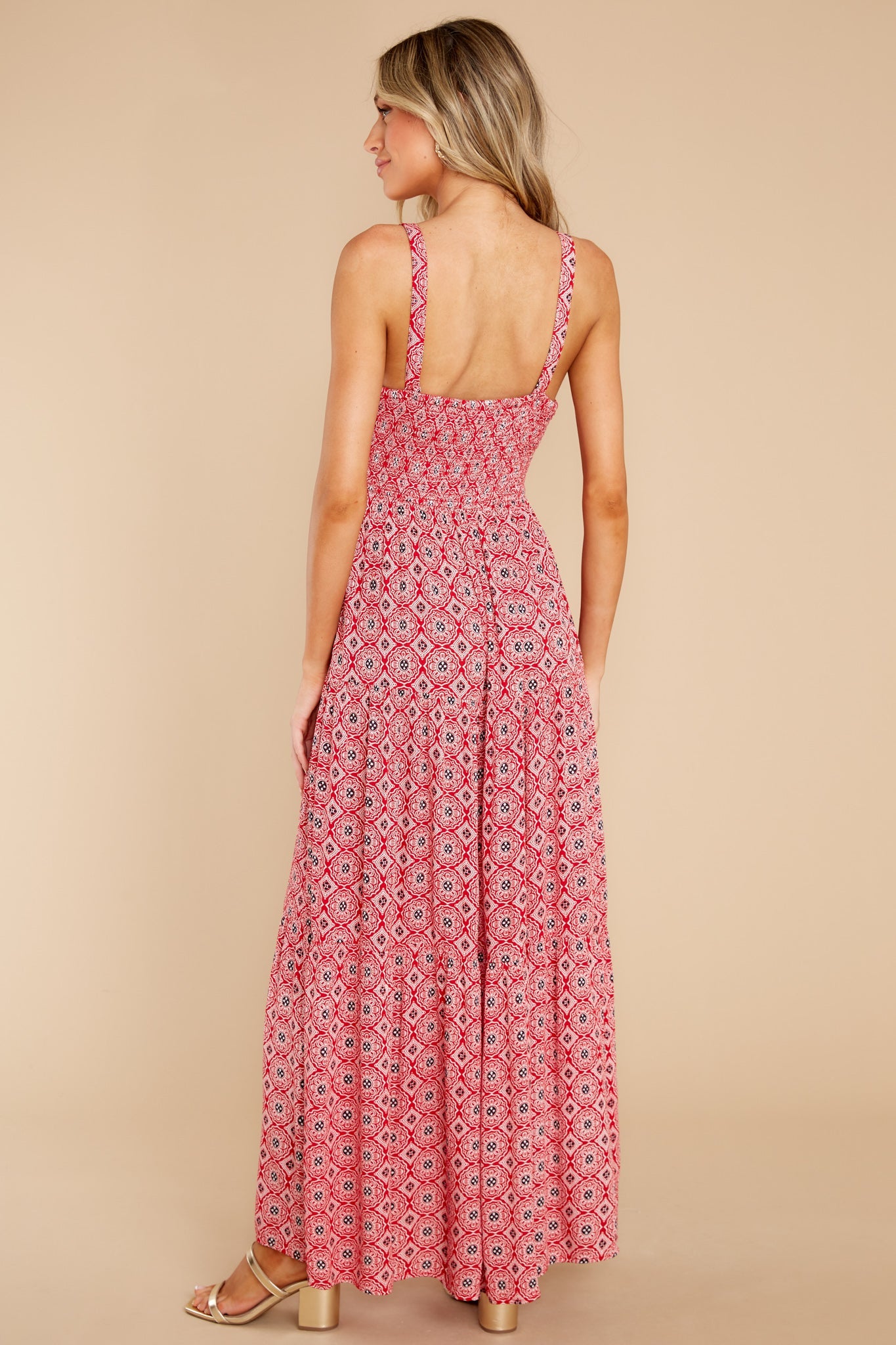 Love Tripping Red Medallion Print Maxi Dress