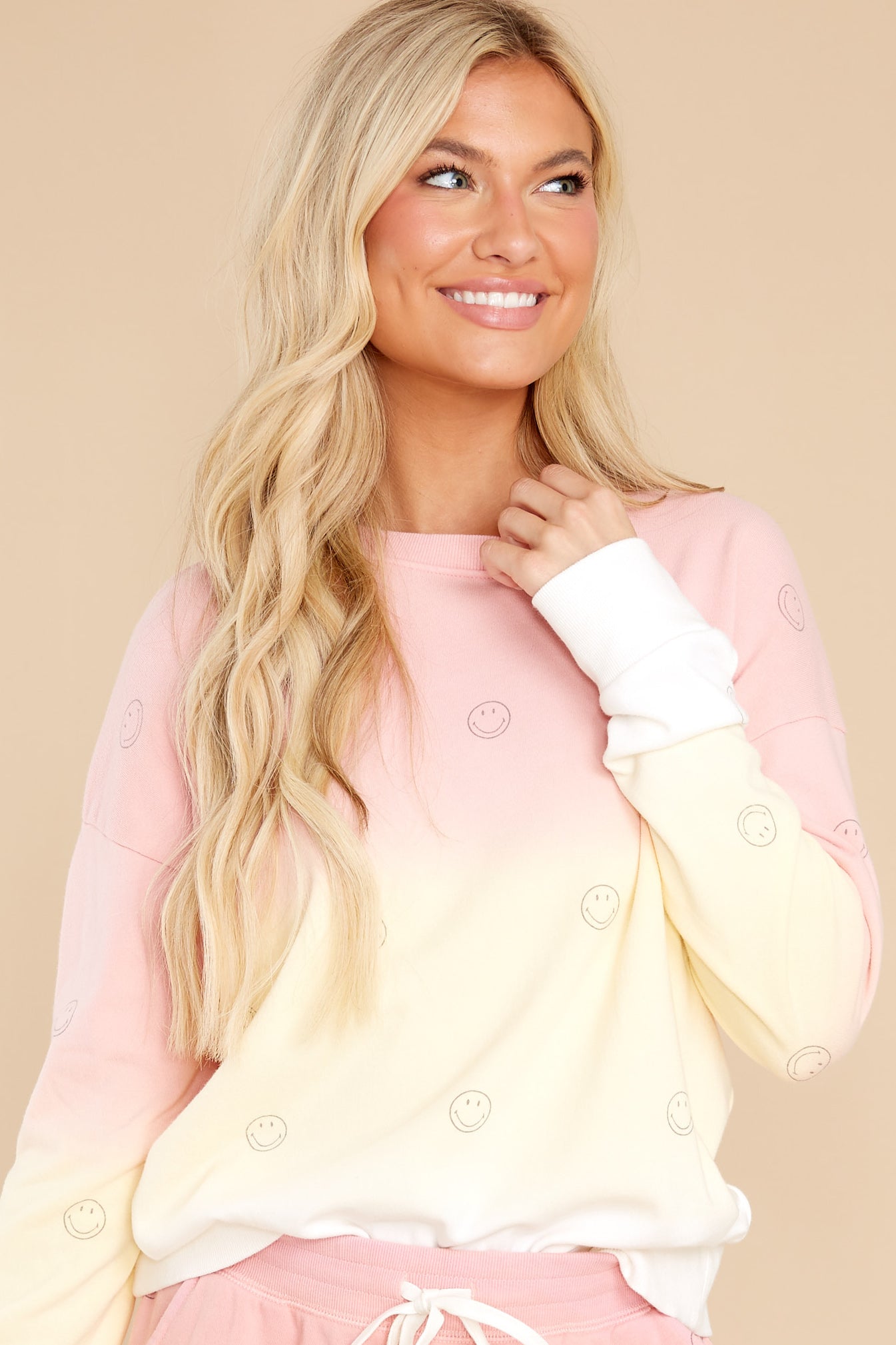 Sun Smiles Blush Pink Multi Long Sleeve Top