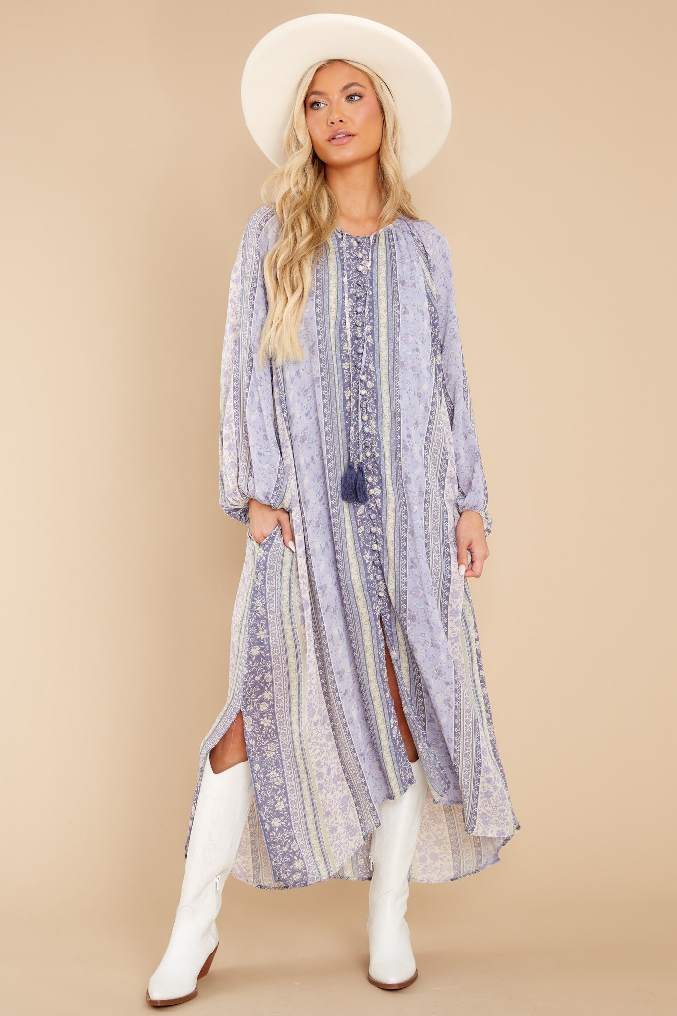 Beyond Wishes Lavender Floral Print Maxi Dress