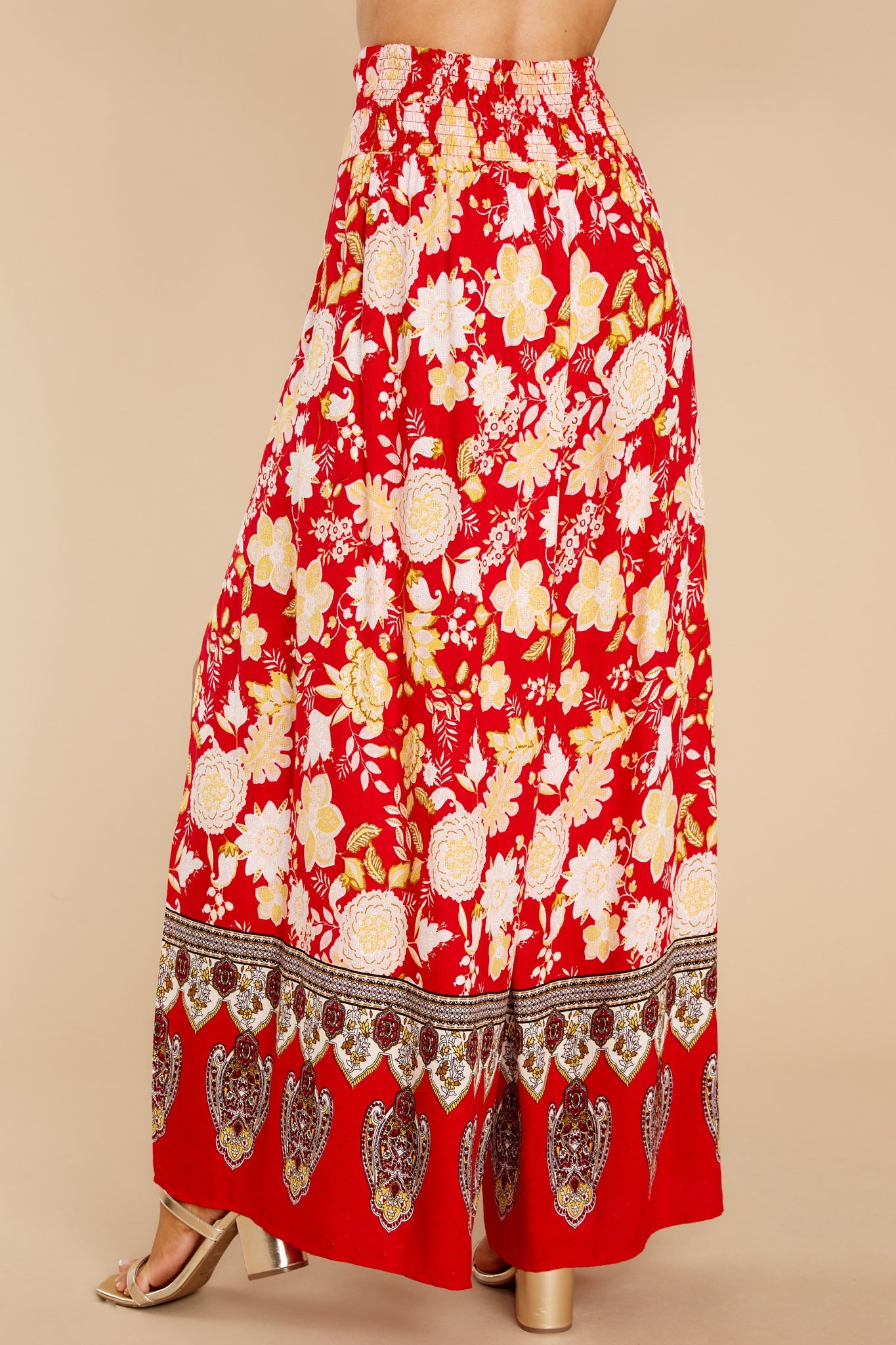 On The Road Red Floral Wide Leg Pants
