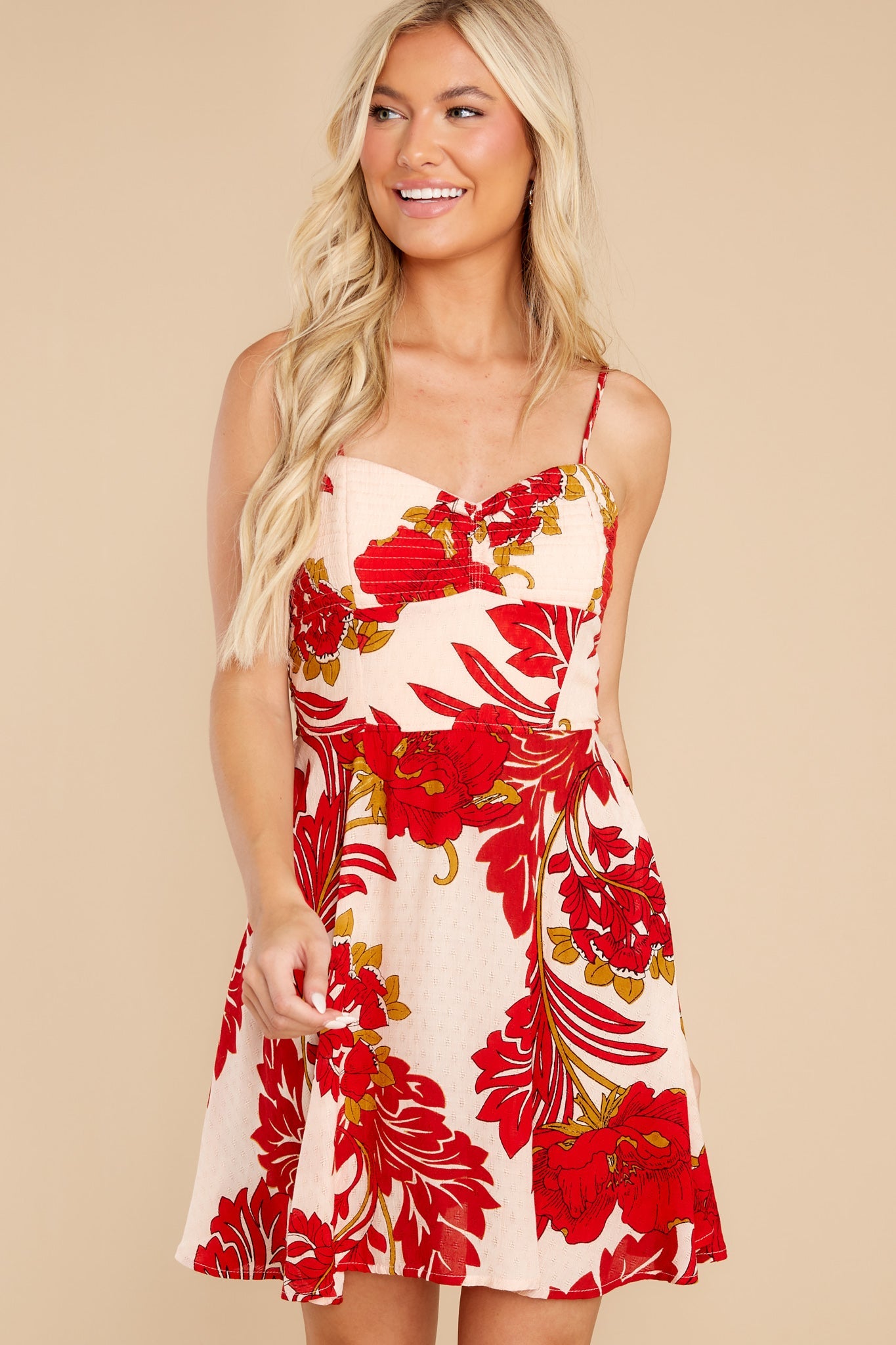 Dancing Queen Red Floral Mini Dress