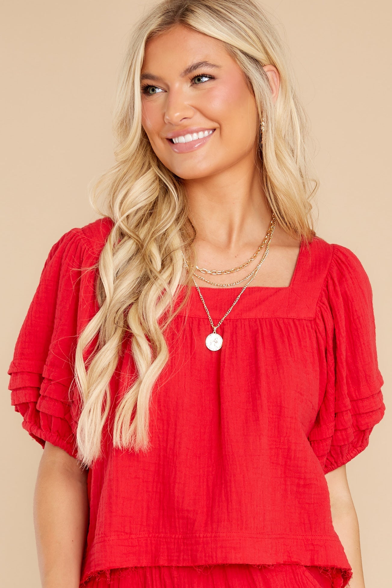 Wild World Strawberry Puff Sleeve Top