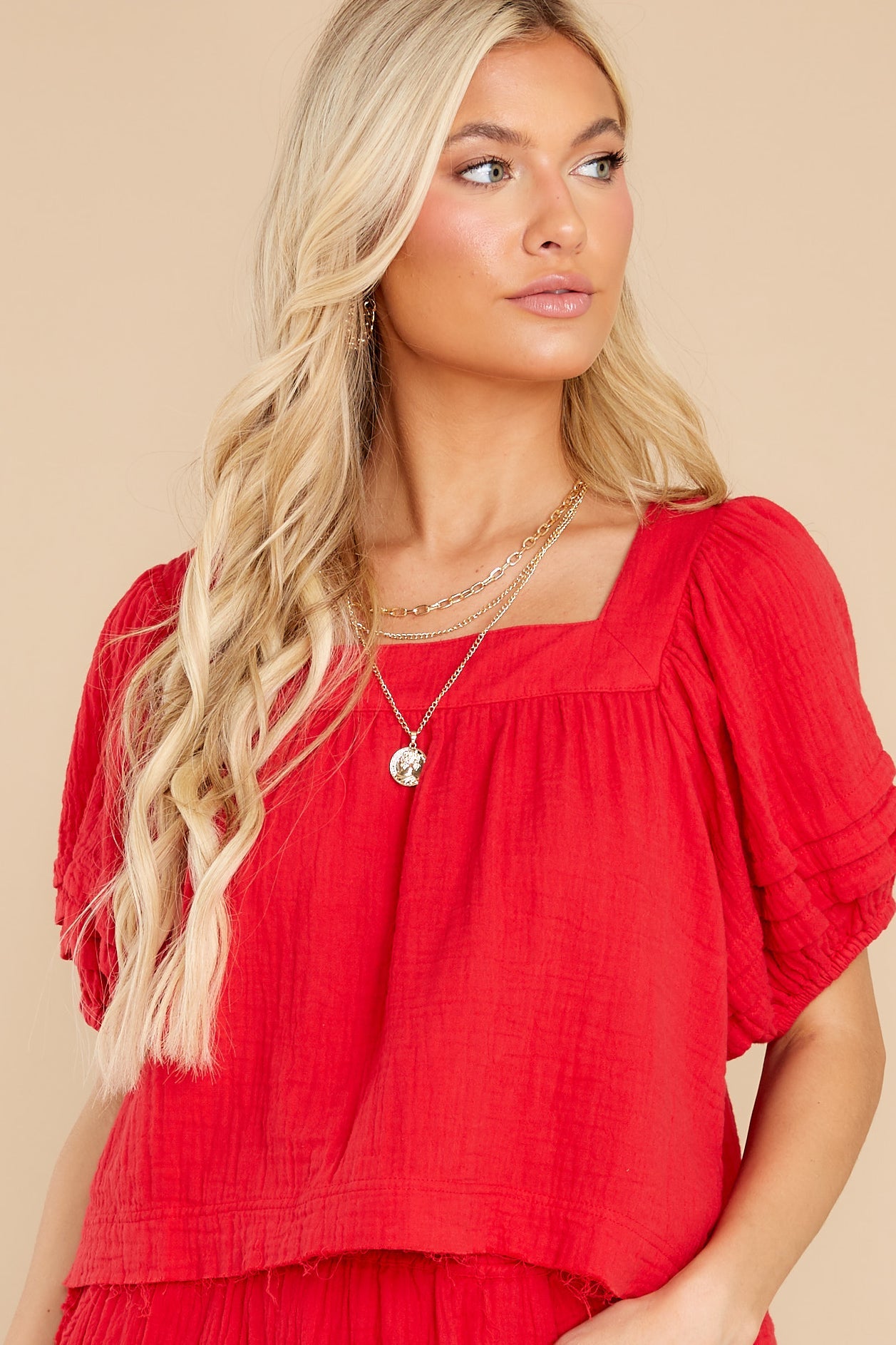 Wild World Strawberry Puff Sleeve Top