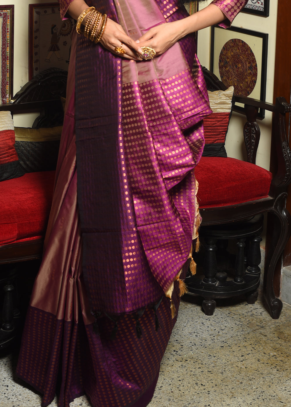 Lollipop Purple Two Tone Zari Woven Banarasi Silk Saree