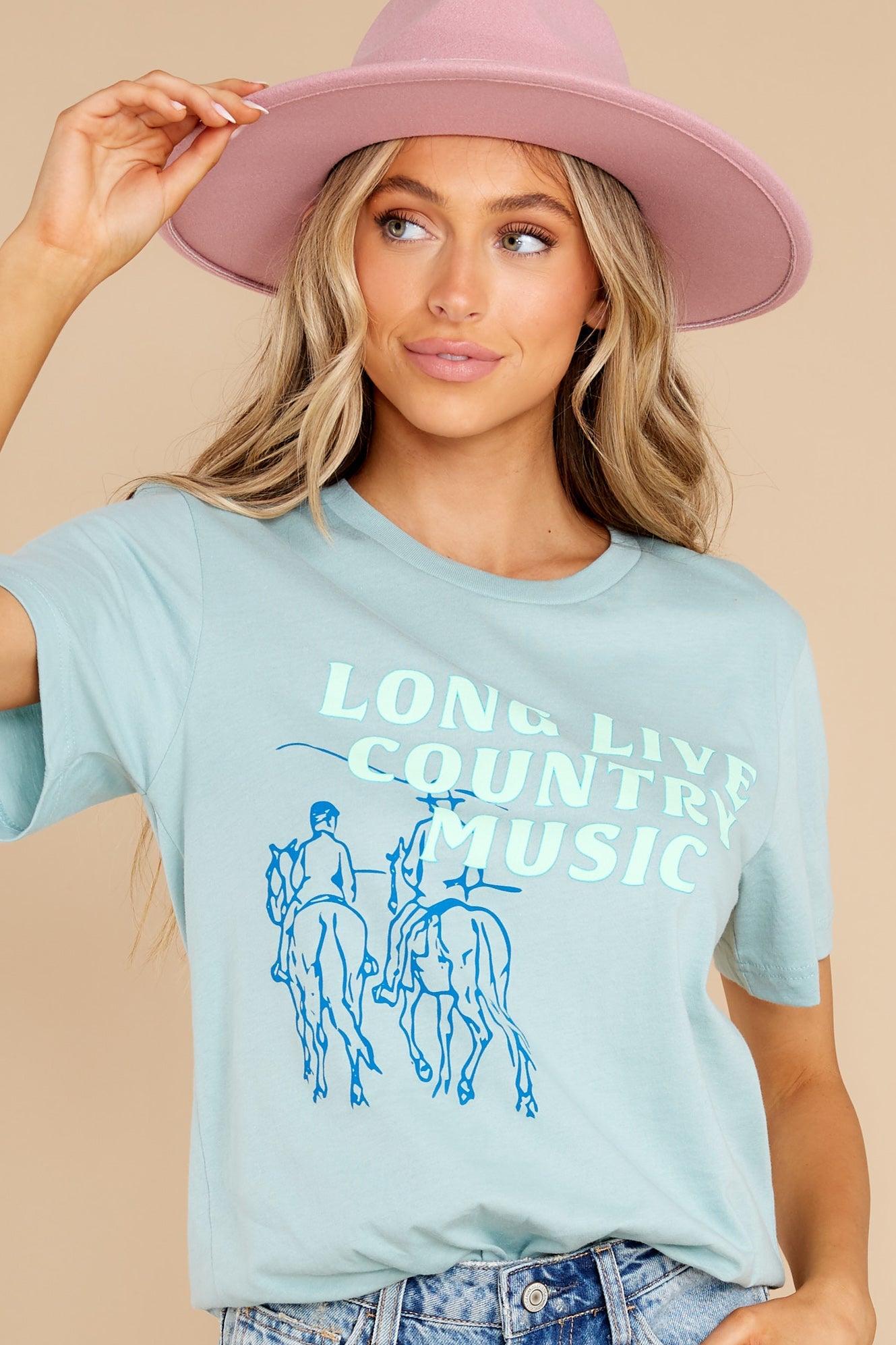 Long Live Country Music Light Blue Tee