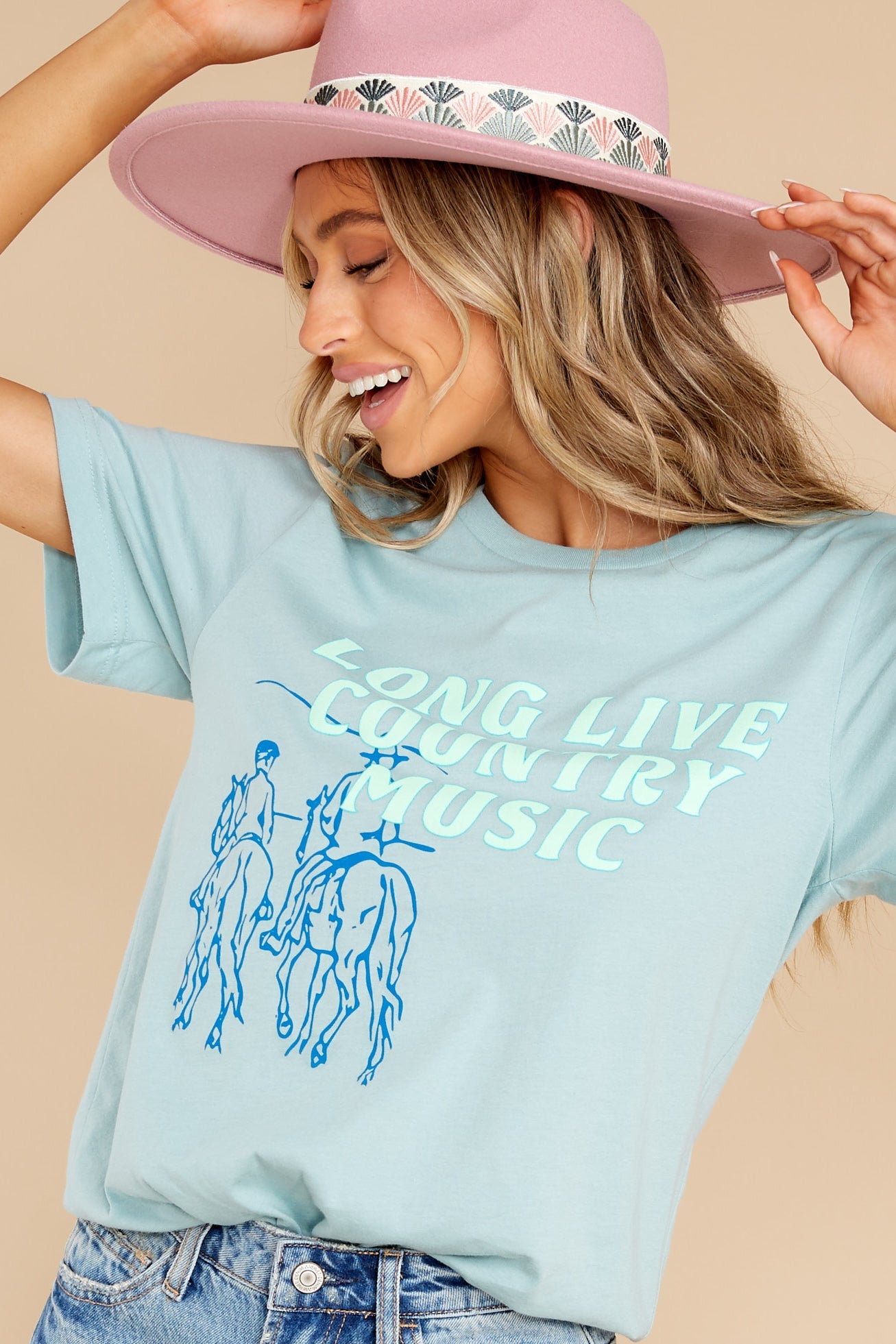 Long Live Country Music Light Blue Tee