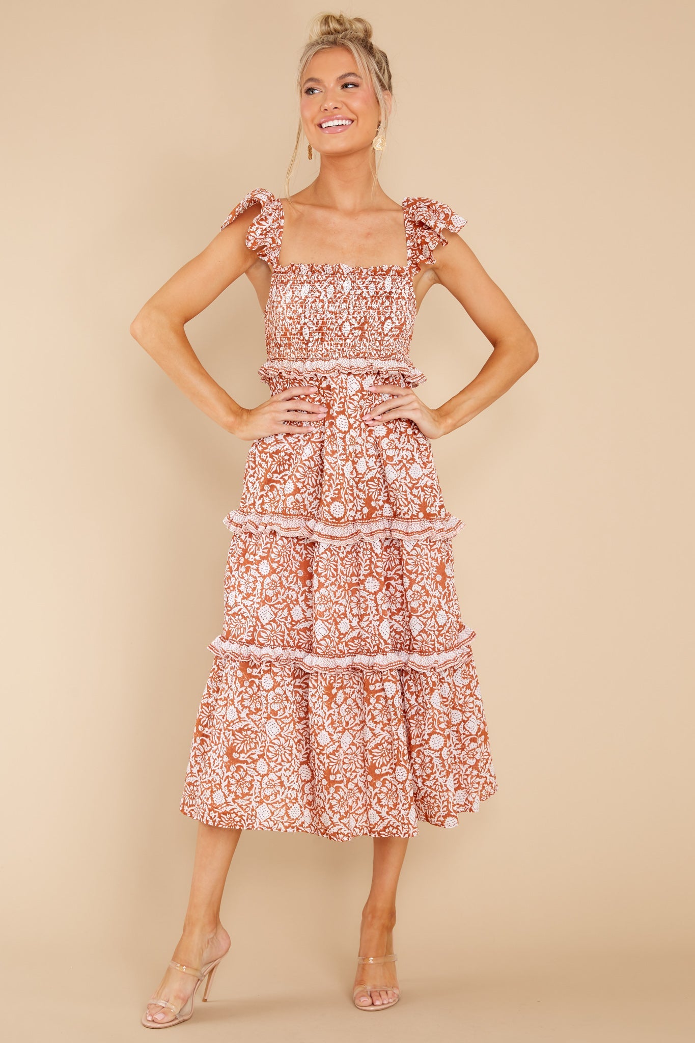 Frida Anila Block Print Midi Dress
