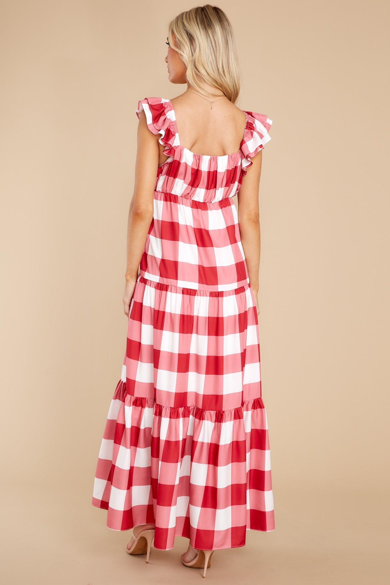 I Picnic You Red Gingham Midi Dress