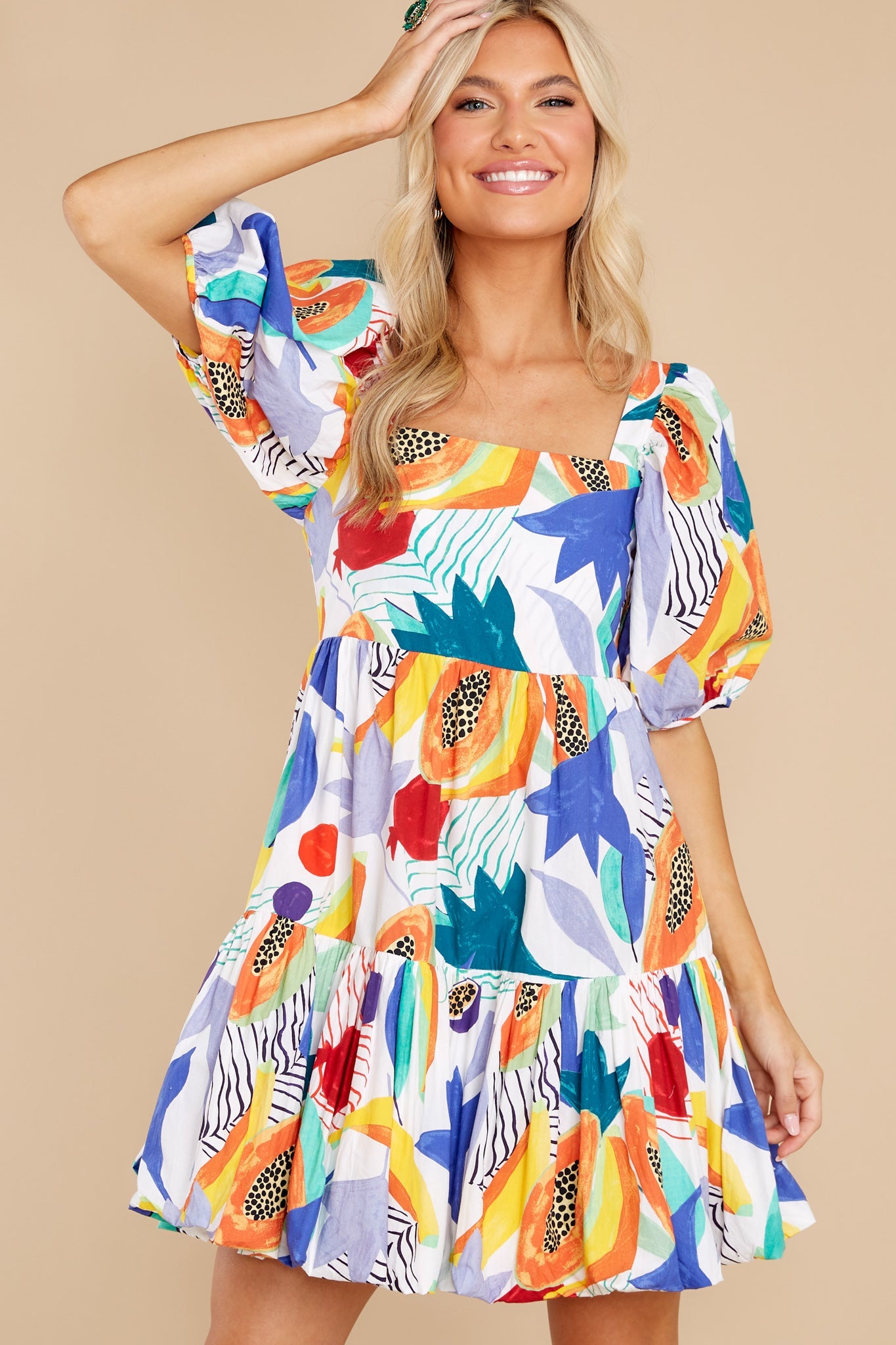 Papaya Yellow Bubble Skirt Mini Dress