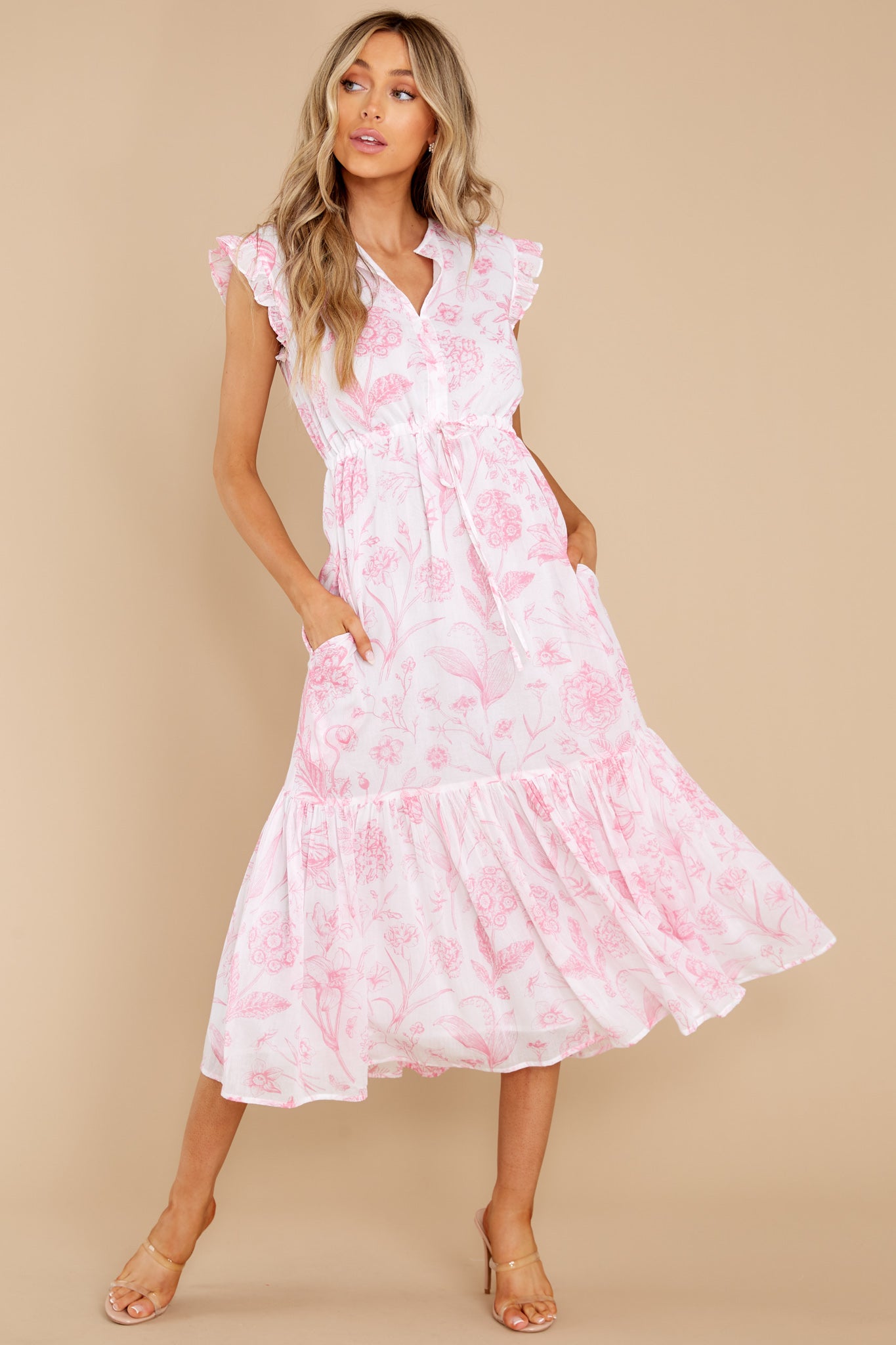 Delia Toile Pink Dress