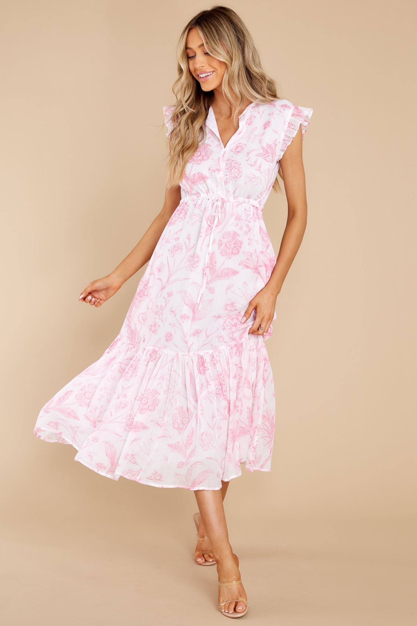 Delia Toile Pink Dress