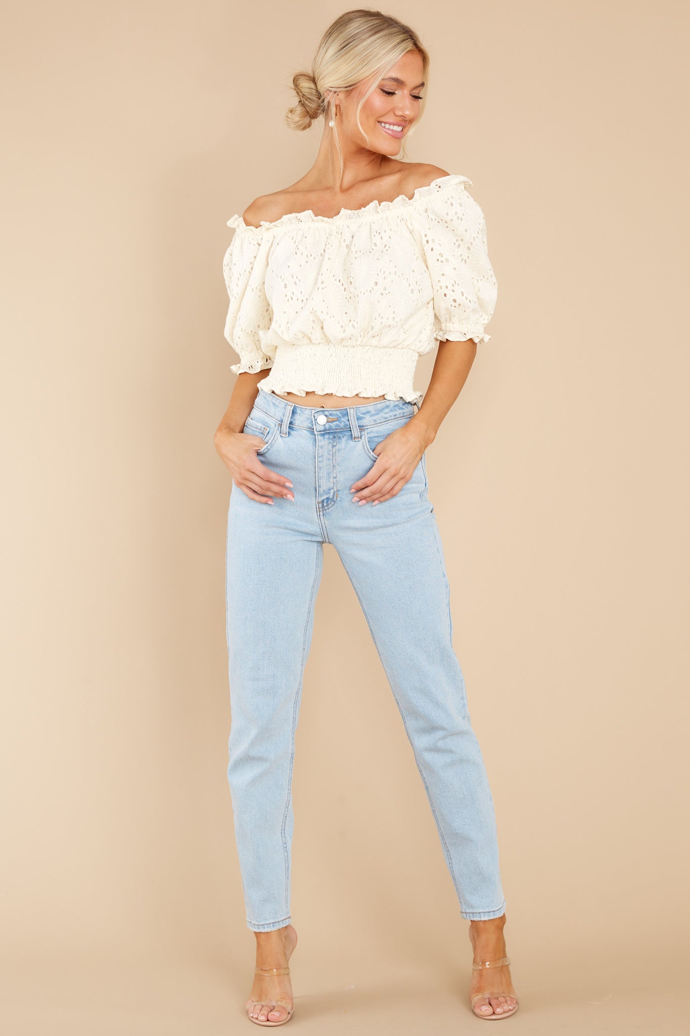 Gia Ivory Eyelet Top