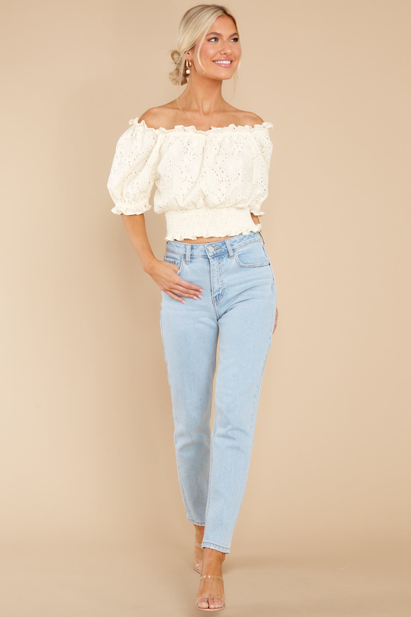 Gia Ivory Eyelet Top