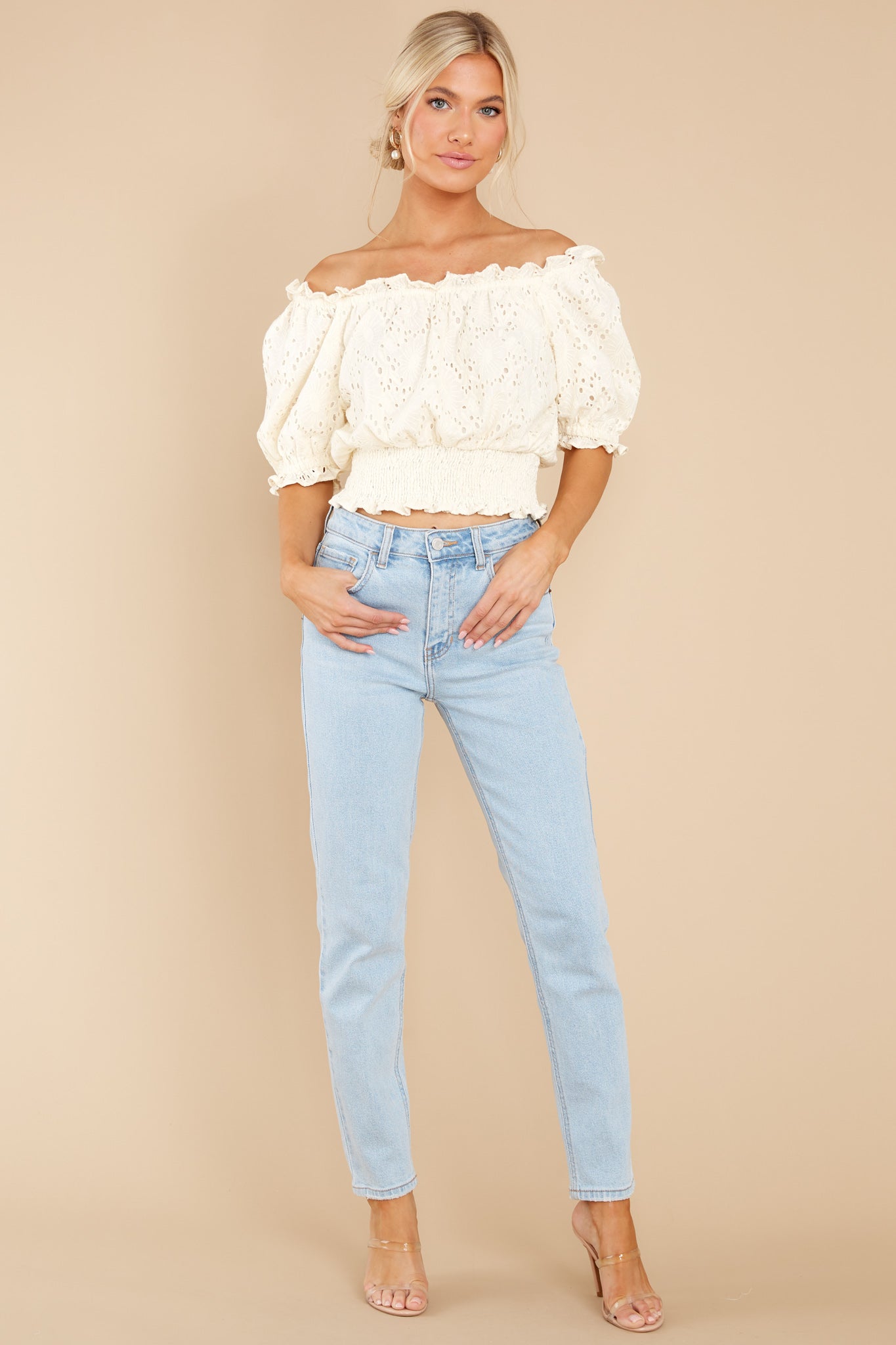 Gia Ivory Eyelet Top