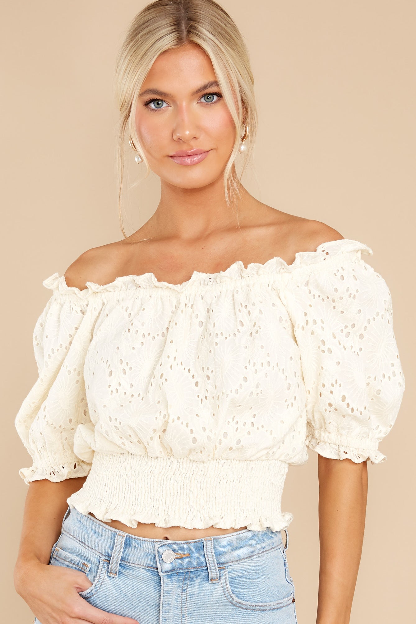 Gia Ivory Eyelet Top