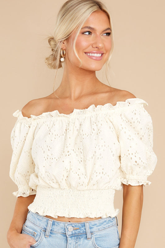 Gia Ivory Eyelet Top
