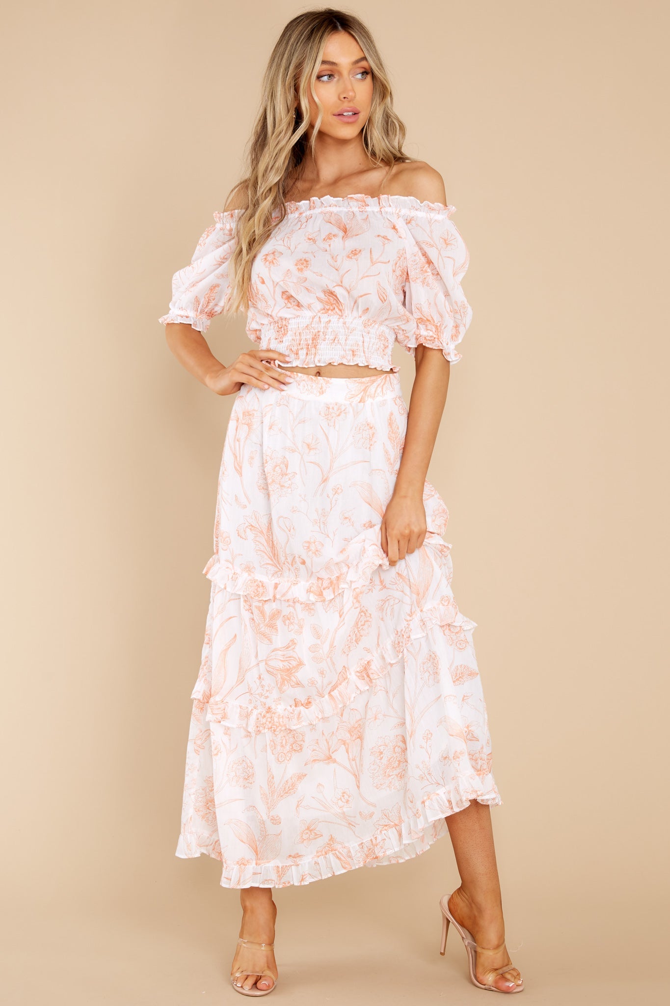 Gia Toile Coral Top