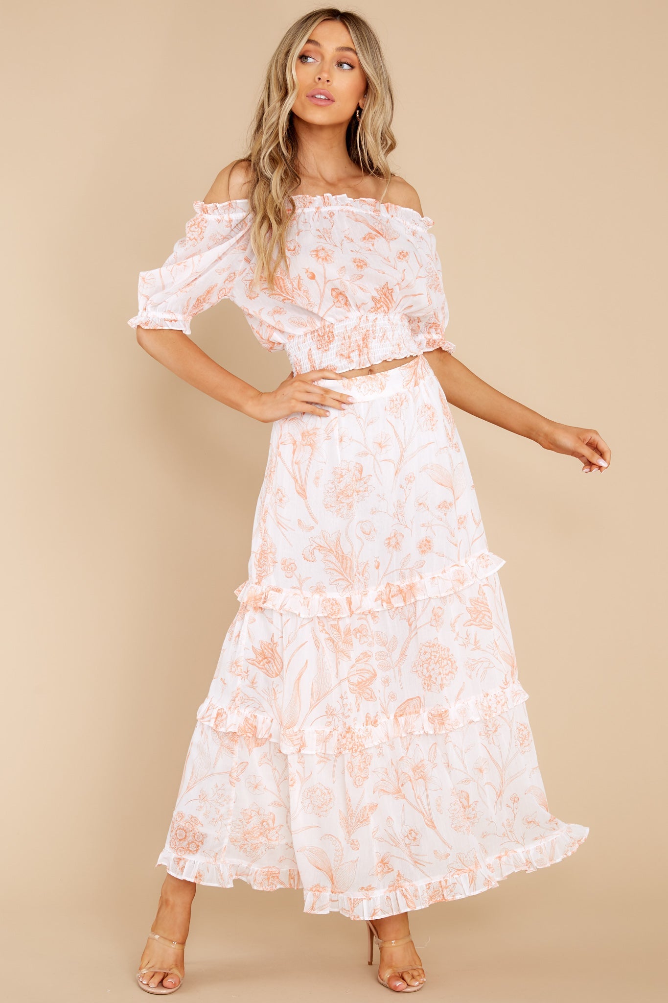 Gia Toile Coral Top