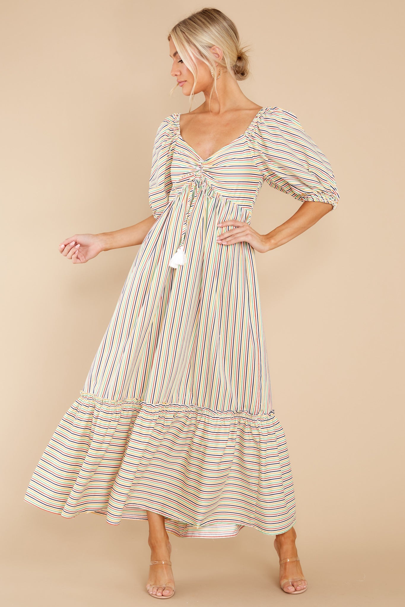 Backyard Fiesta Rainbow Stripe Maxi Dress