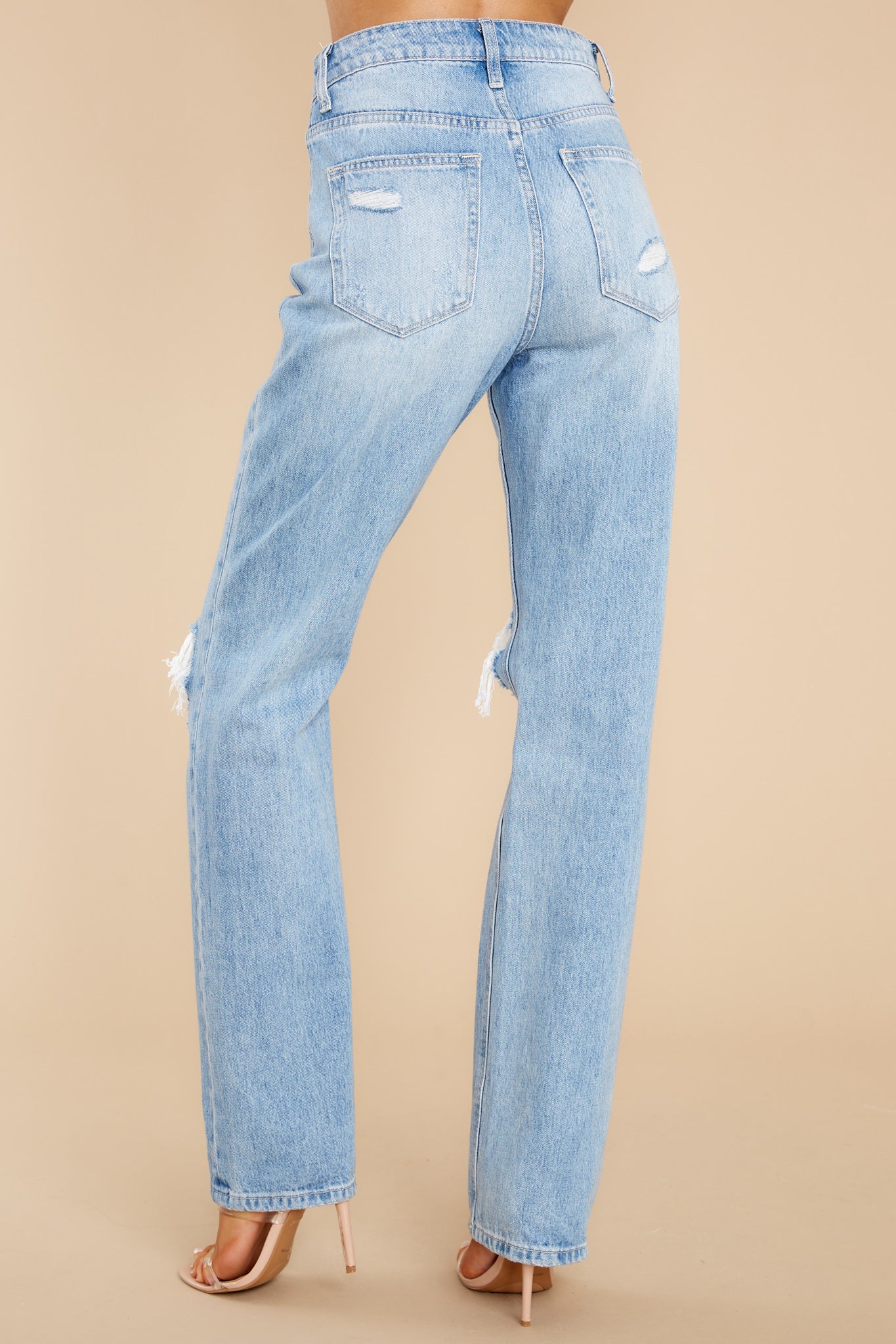 Vividly Dreaming Light Wash Distressed Straight Jeans