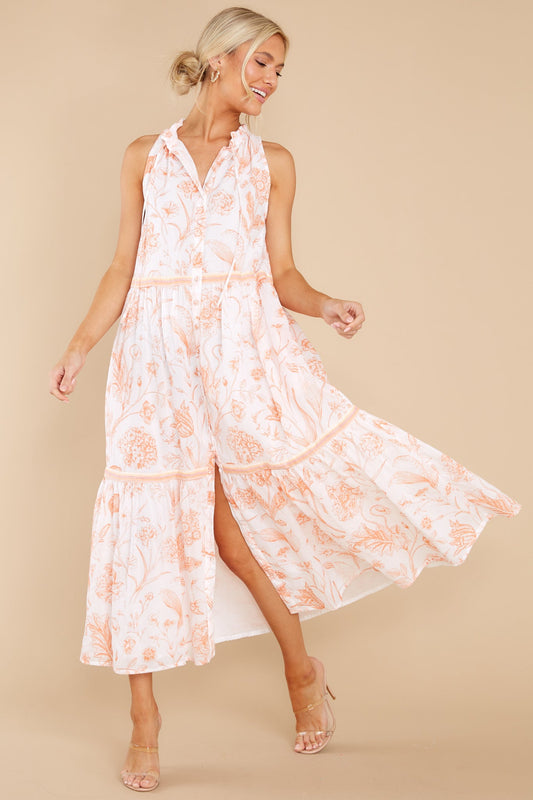 Ro Toile Coral Long Dress