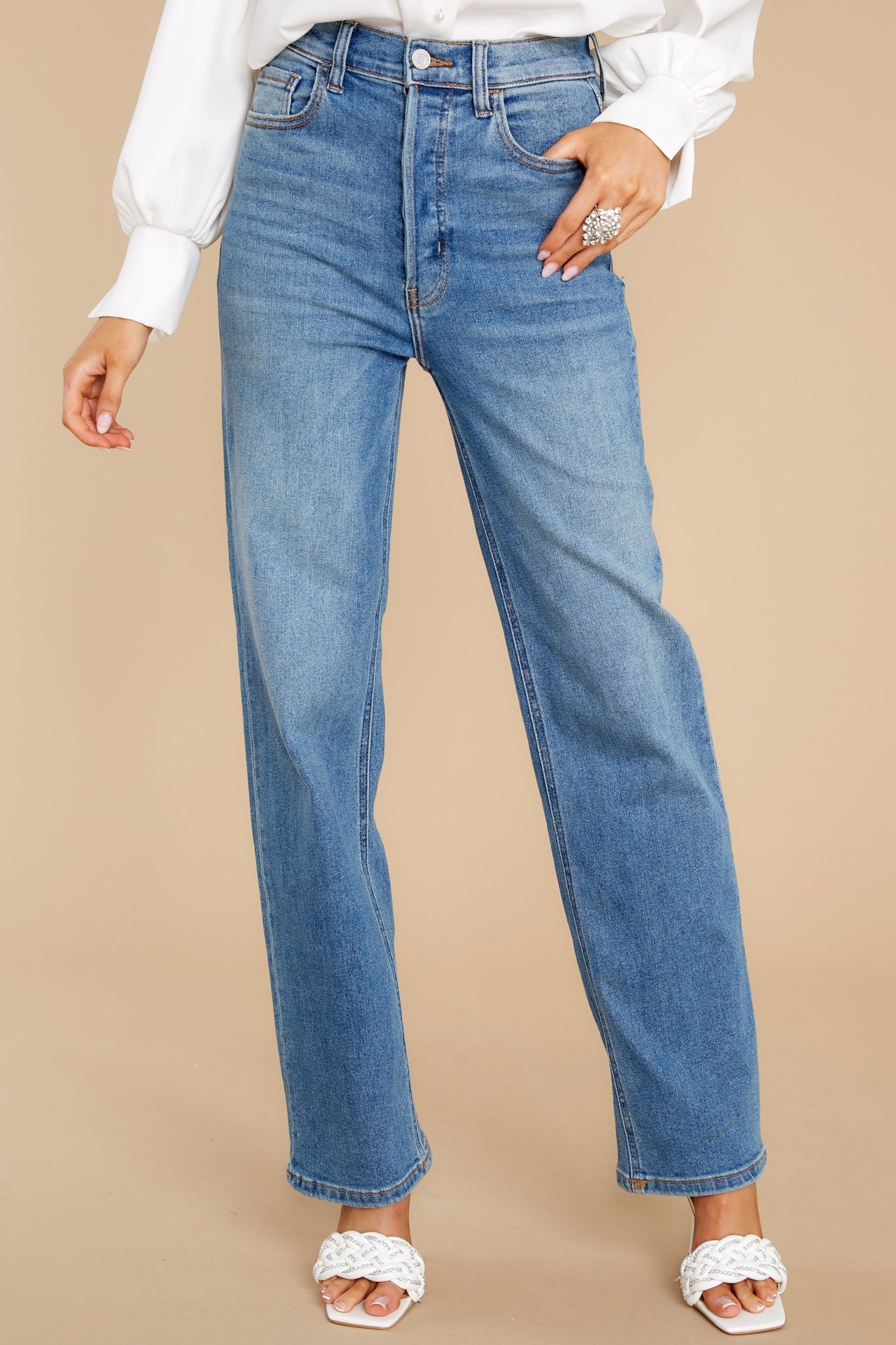 Style Secret Medium Wash Straight Jeans