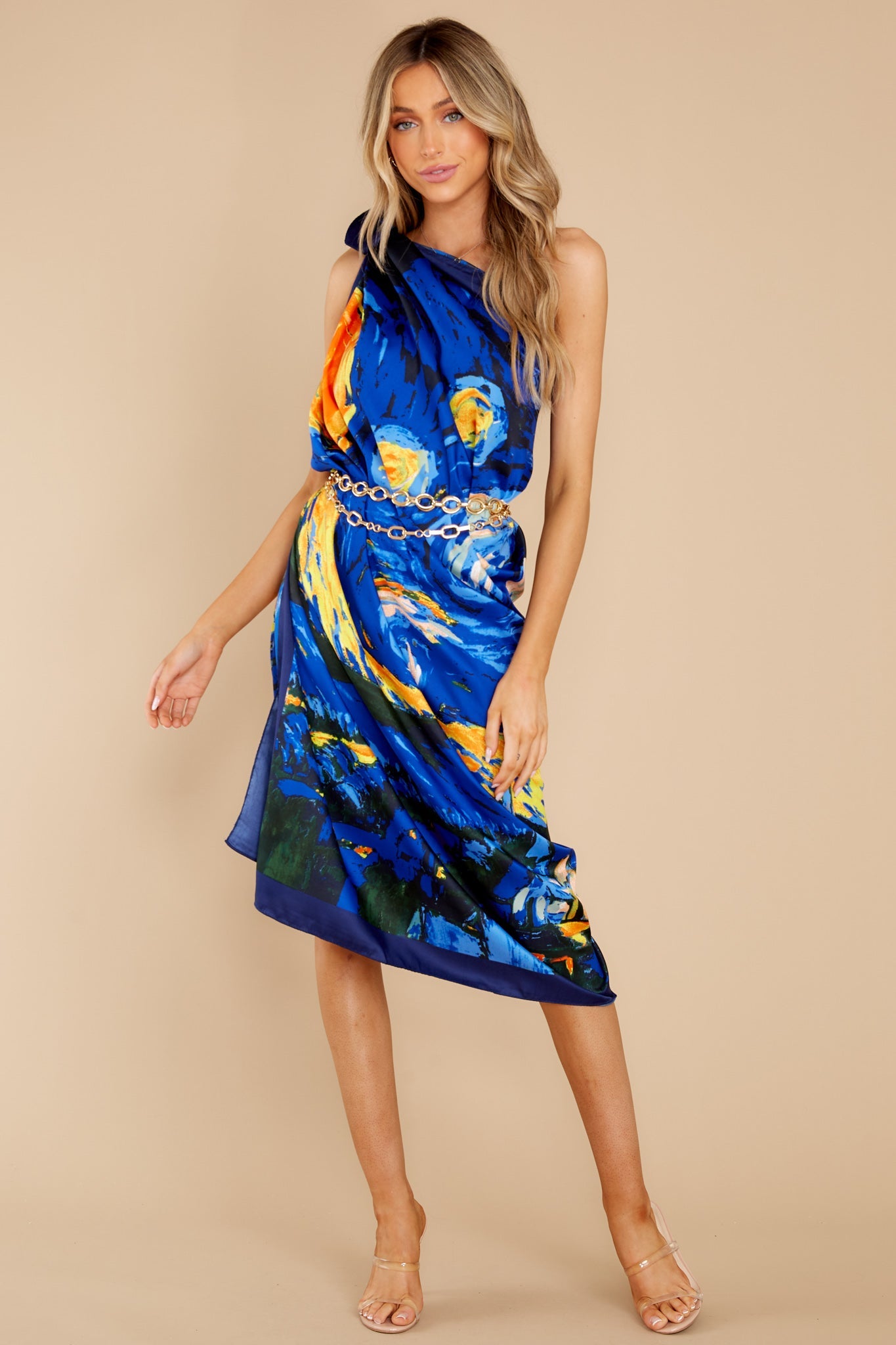 Artful Expression Navy Multi Print Scarf