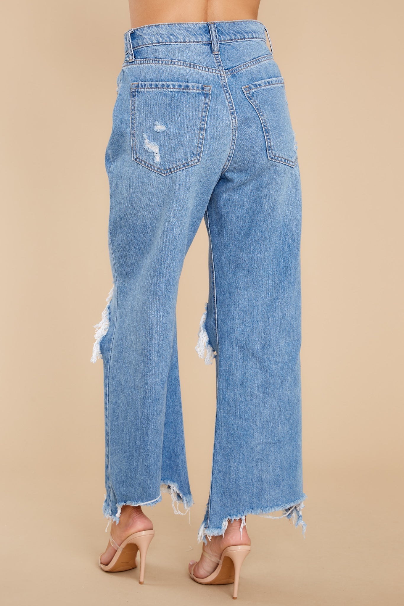 The Open Road Medium Wash Distressed Wide Leg Jeans