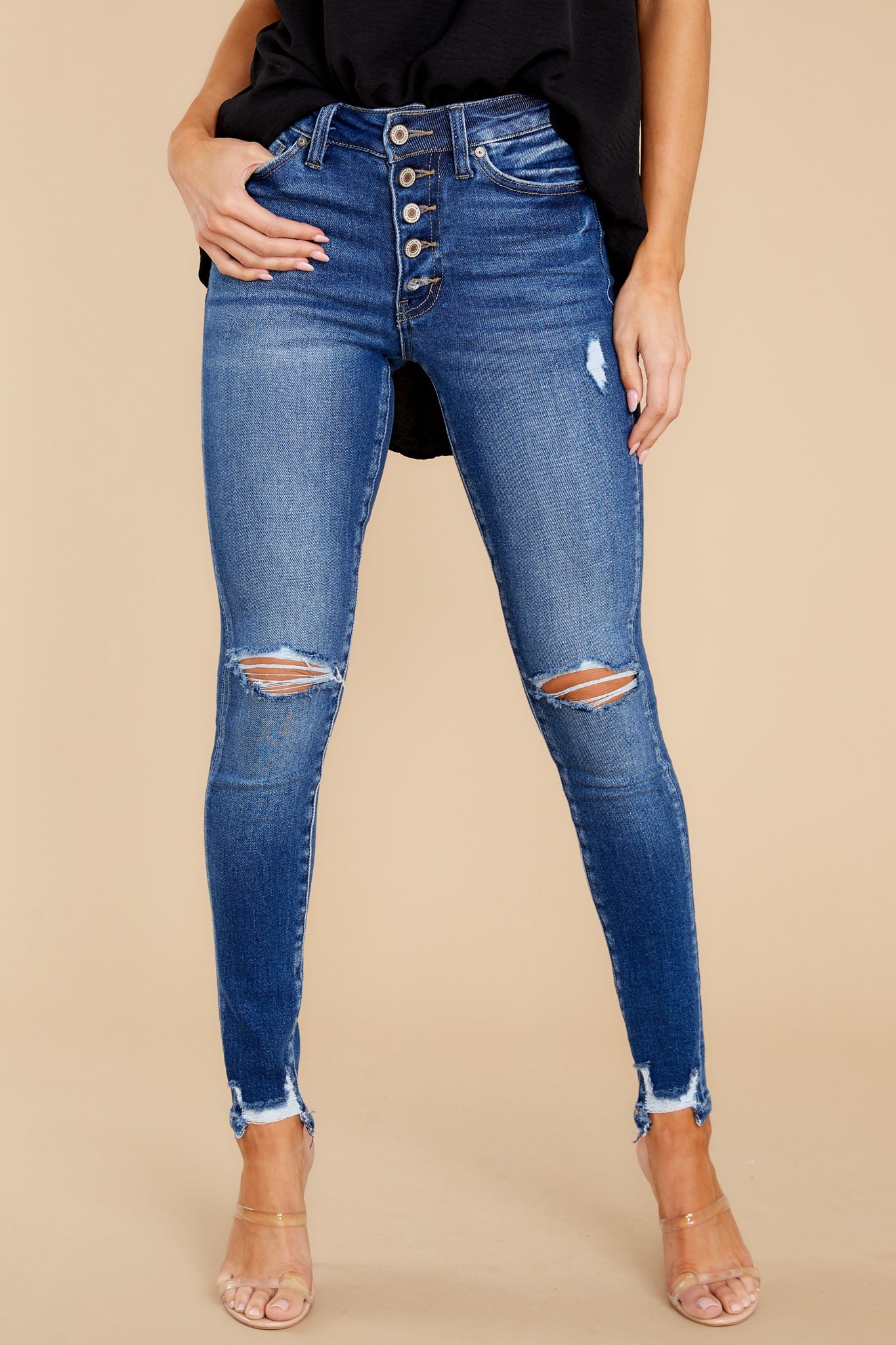 Good To Go Medium Wash Distressed Skinny Jeans