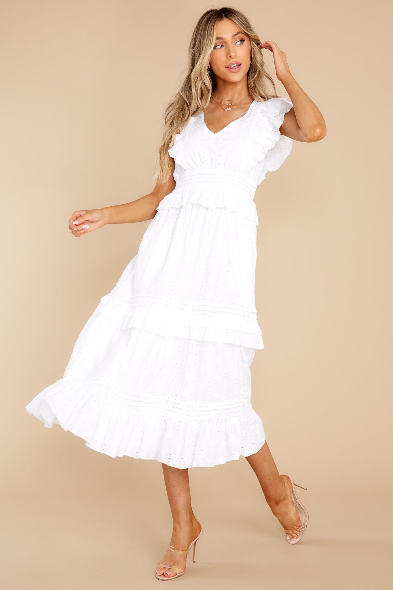 Cherie White Midi Dress