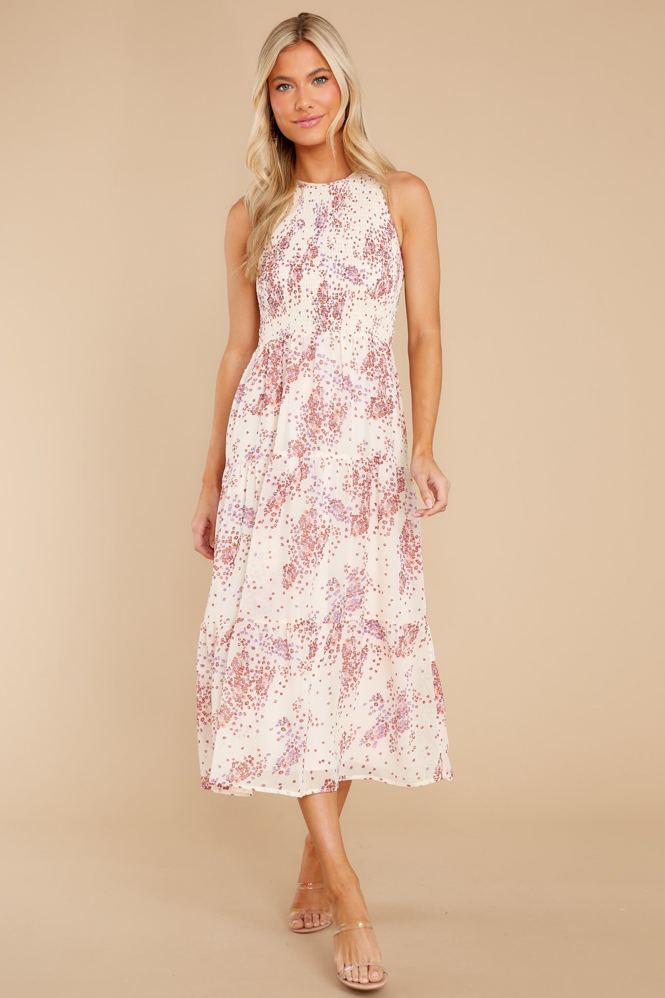 Tahlia Cream Multi Midi Dress