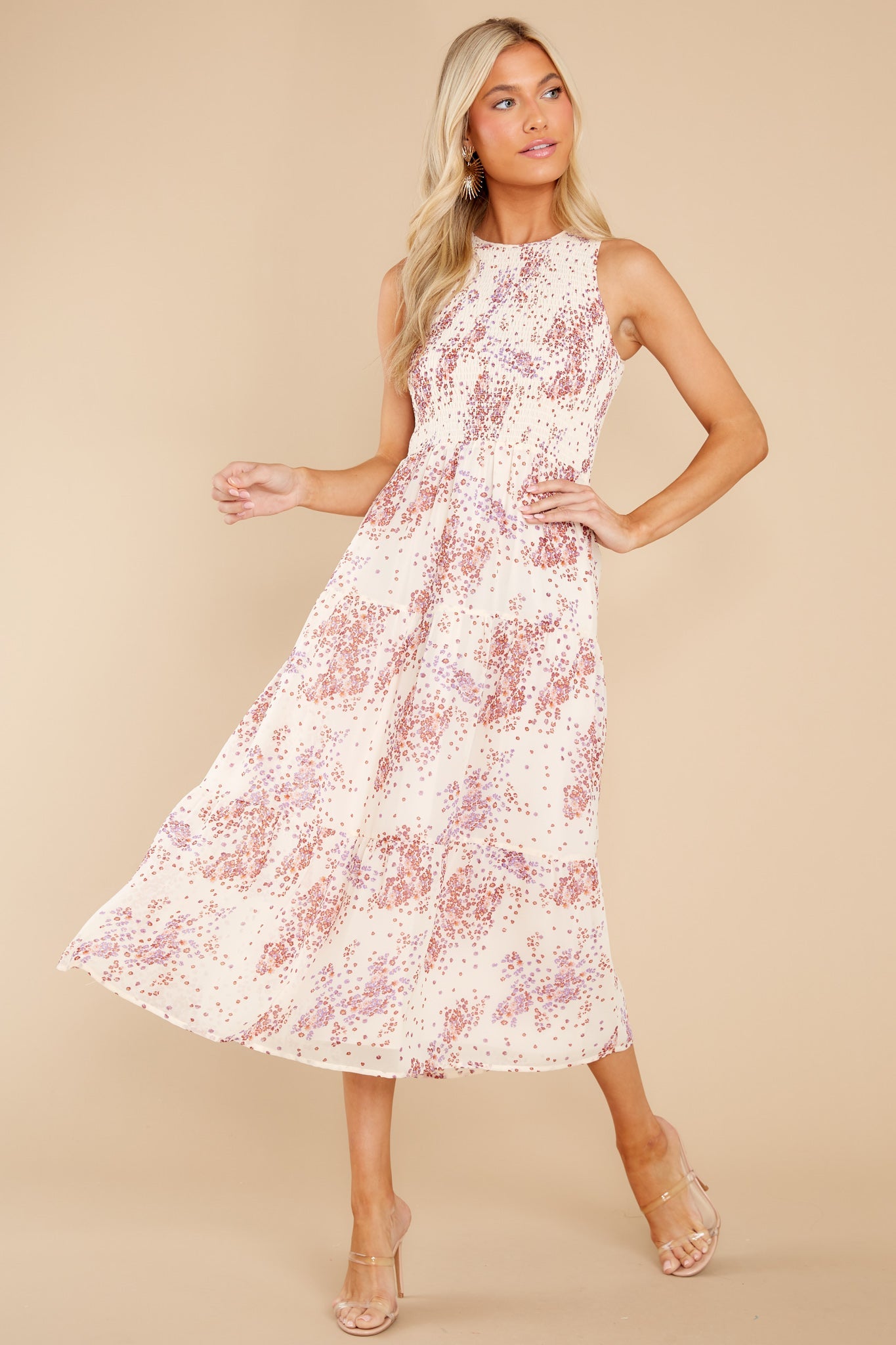 Tahlia Cream Multi Midi Dress