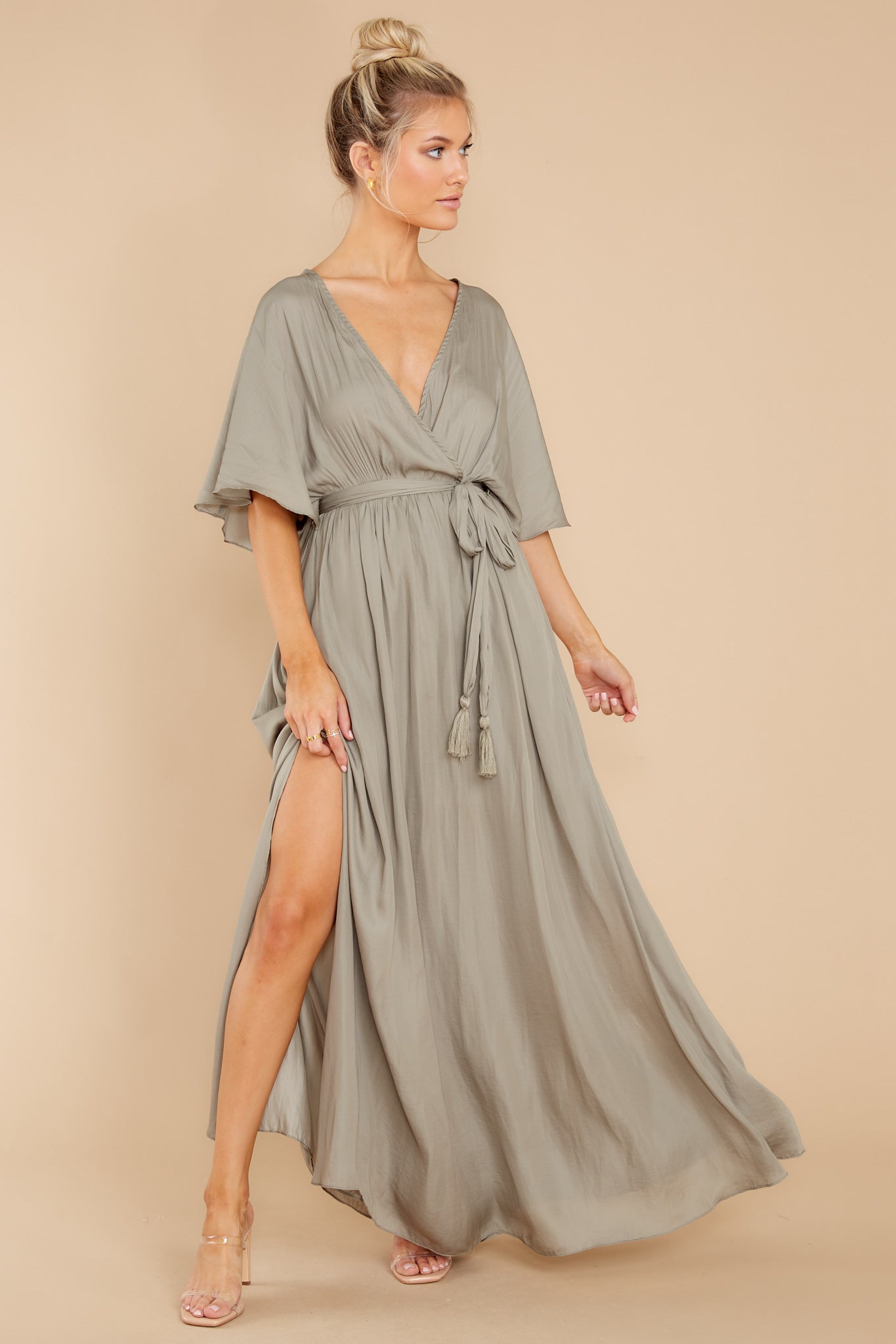 Cross My Heart Moss Green Maxi Dress