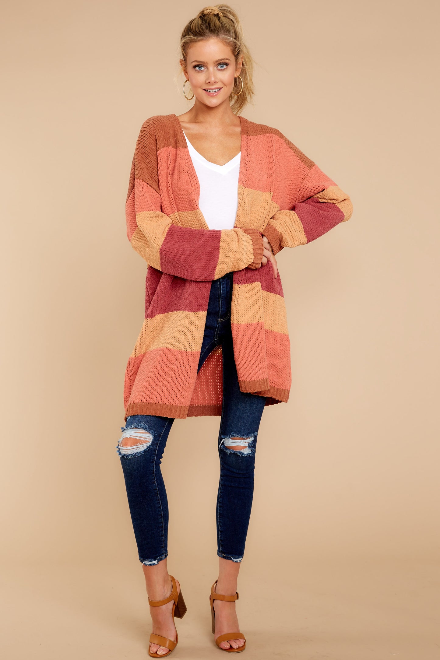 Make Your Mind Up Orange Multi Stripe Cardigan