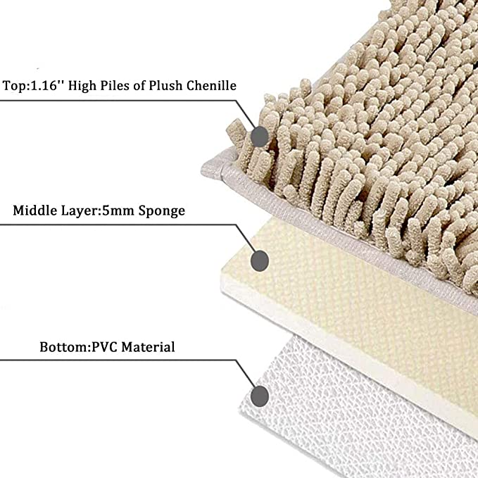 SONORO KATE Bathroom Rug,Non-Slip Bath Mat,Soft Cozy Shaggy for Bathroom,Easier to Dry ,Water Absorbent Rain Showers and Under The Sink