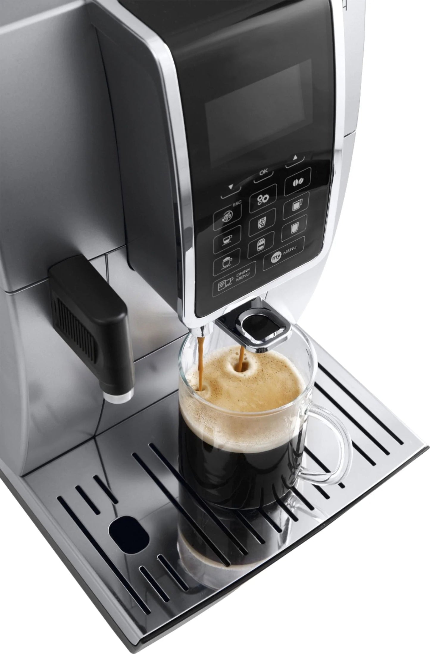 De'Longhi - Dinamica Espresso Machine with 15 bars of pressure and LatteCrema Fully Automatic Milk Frother - Silver