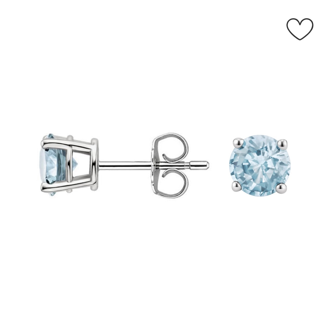 2.00 Carat TW Aquamarine Stud Earrings In 14kt White Gold