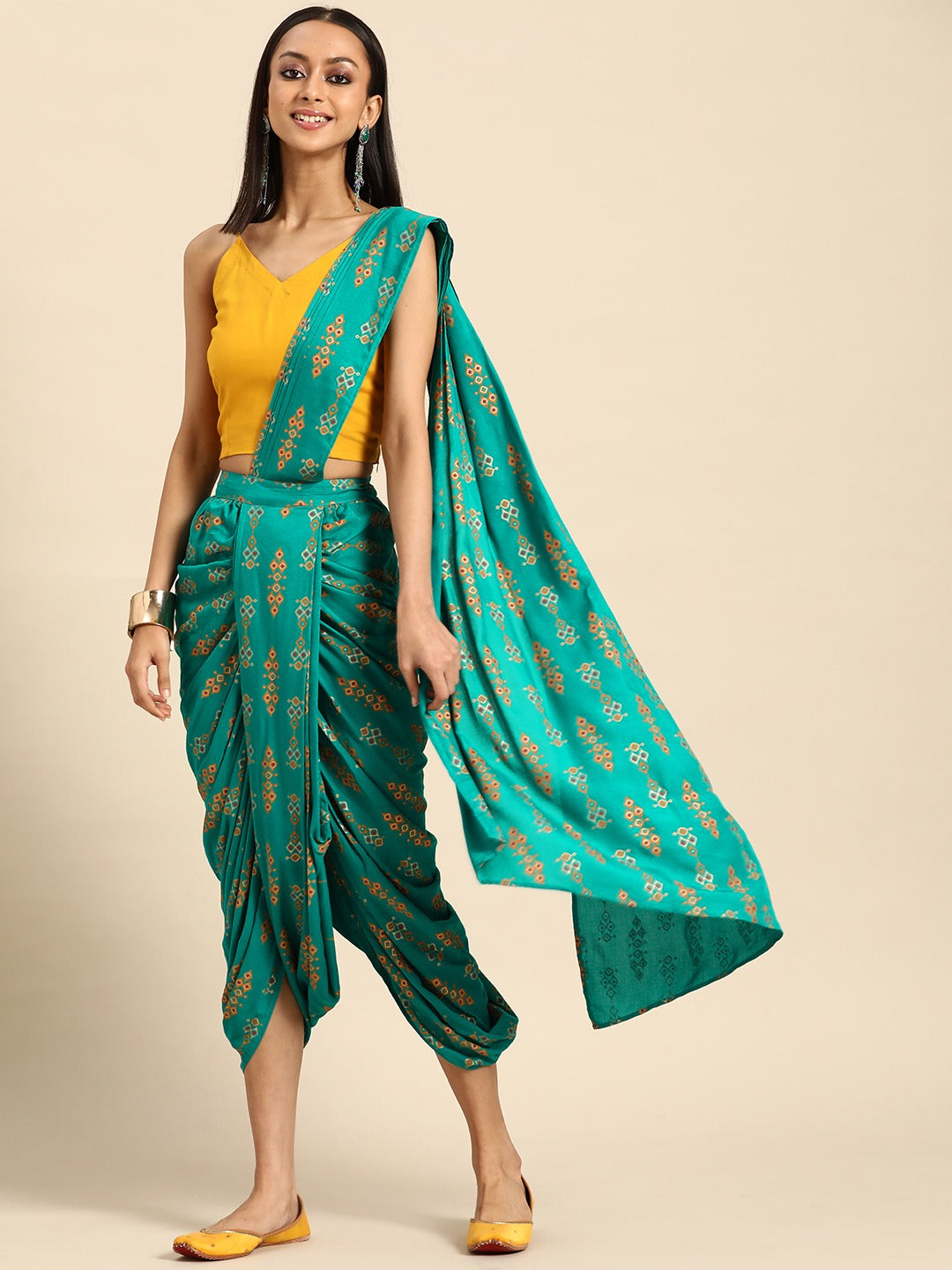 Dhoti with dupatta drape and Blouse