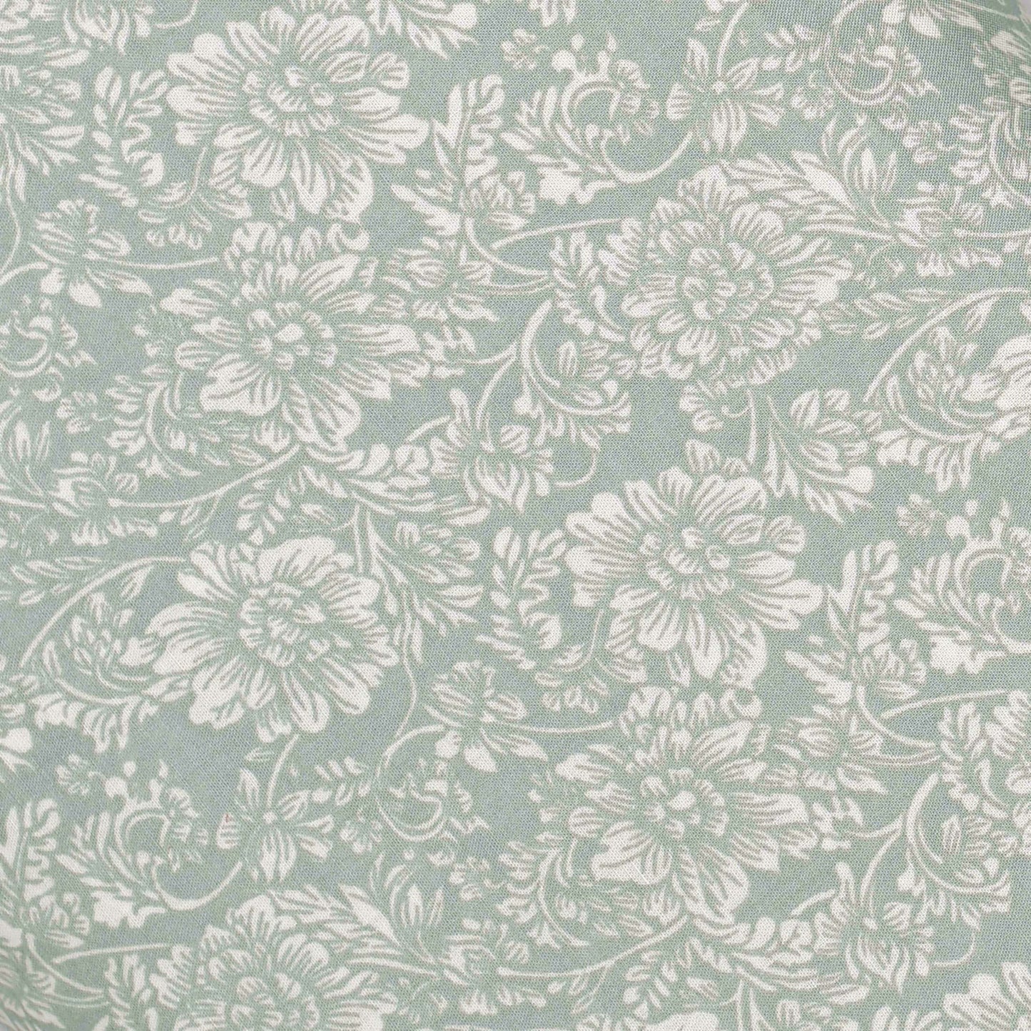 Pista Green Floral Screen Printed Cotton Fabric