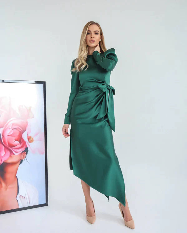 Felicitas Tilted Mulberry Silk Midi Dress