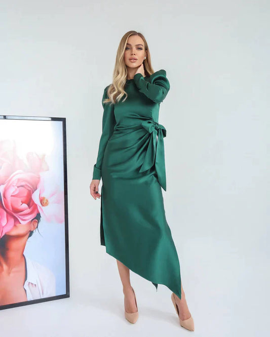 Felicitas Tilted Mulberry Silk Midi Dress