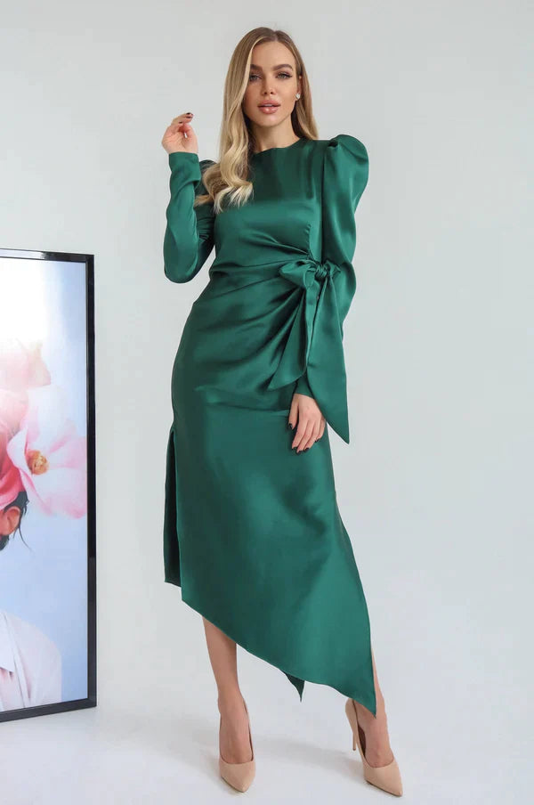 Felicitas Tilted Mulberry Silk Midi Dress