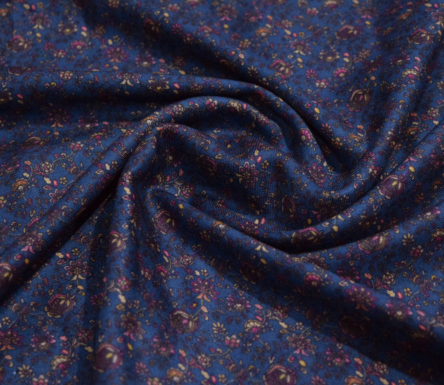 Small Floral Pattern Digital Printed Pure Pashmina Fabric Available in Blue, Maroon, Wine and Green