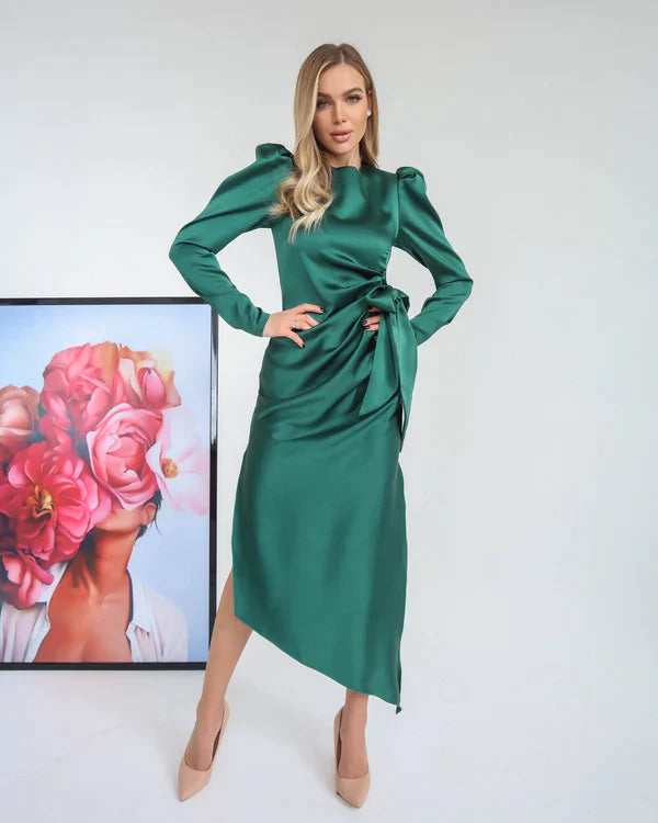 Felicitas Tilted Mulberry Silk Midi Dress