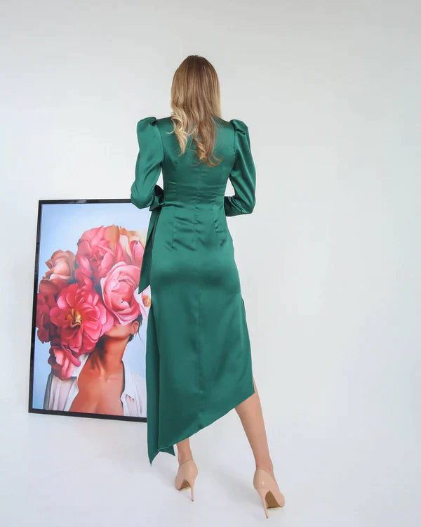 Felicitas Tilted Mulberry Silk Midi Dress