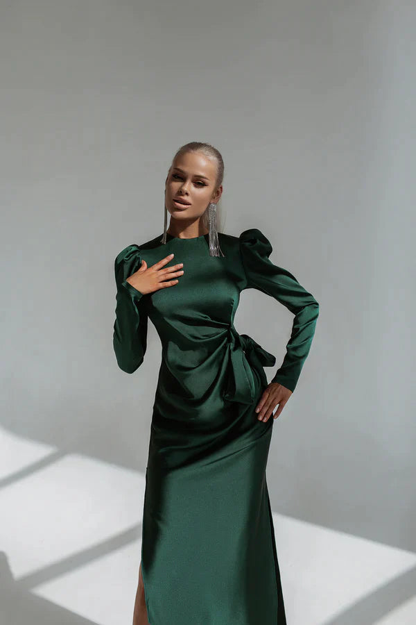 Felicitas Tilted Mulberry Silk Midi Dress