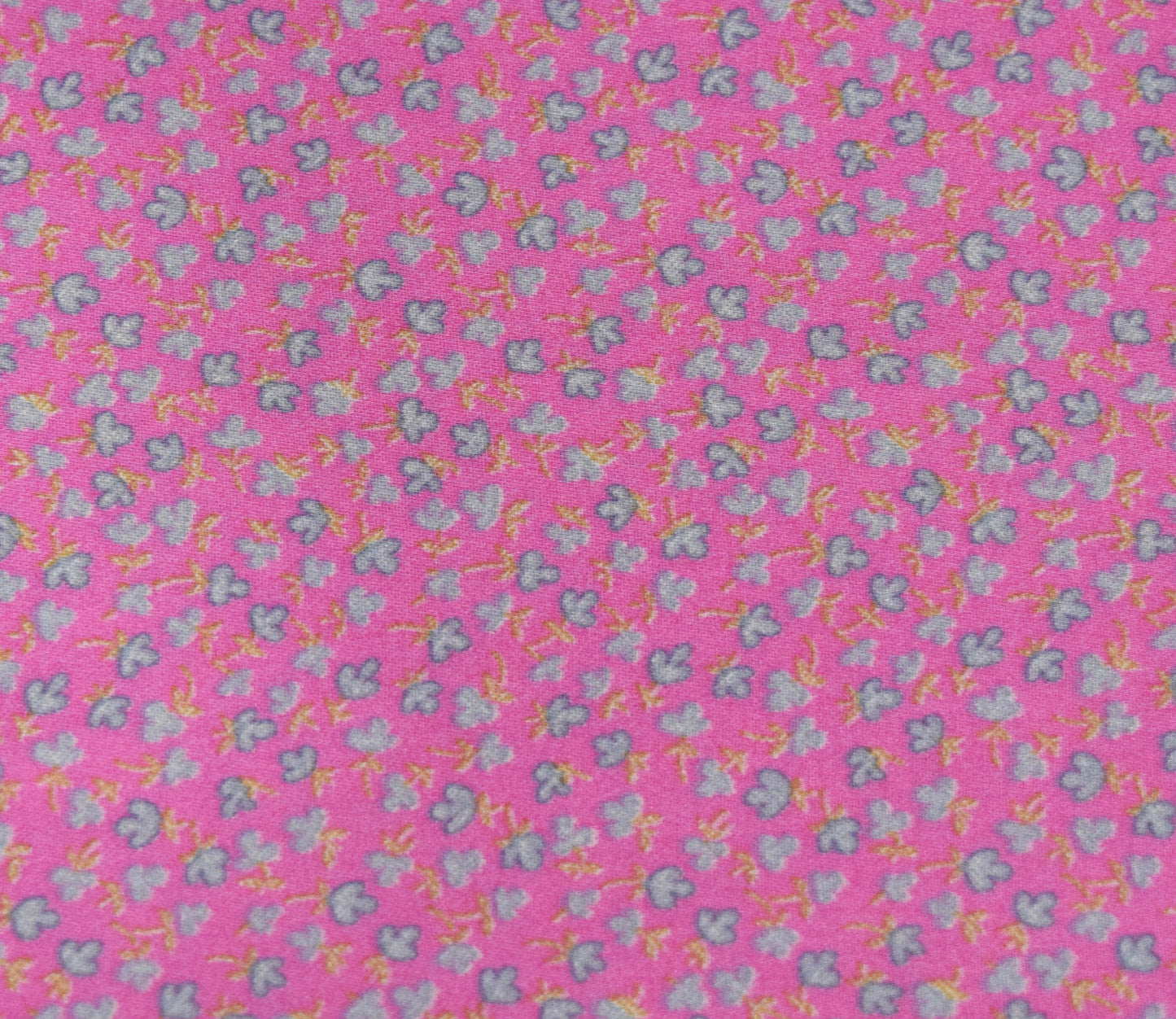 Small Floral Pattern Screen Printed Cotton Satin Fabric Available in Orange , Pink , Blue and Yellow